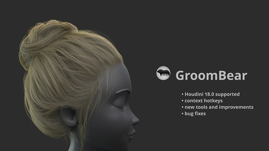 Houdini毛发模拟插件 GroomBear Fx For Houdini