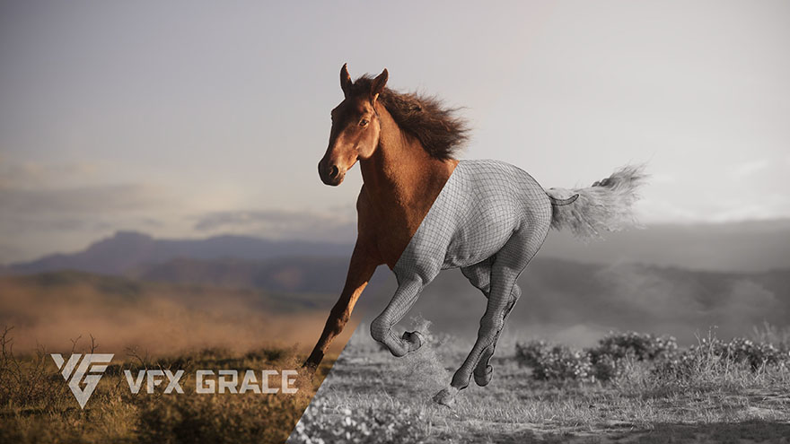Blender骏马3D模型 VFX Grace – Brown Horse Animation 3D Model