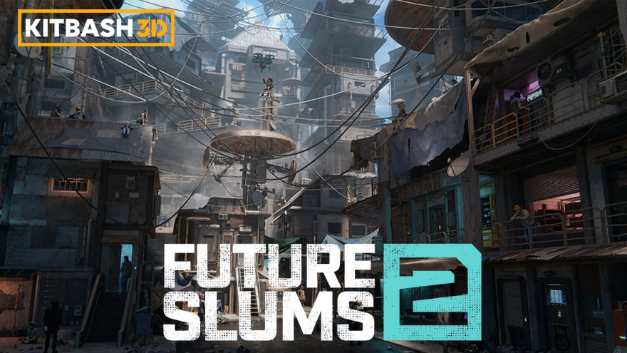 未来派贫民窟衰败废弃城市建筑场景 Kitbash3D – Future Slums 2