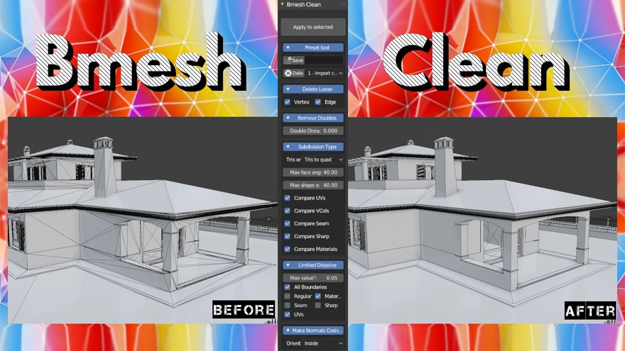 Blender多余网格清理优化插件 Bmesh Clean