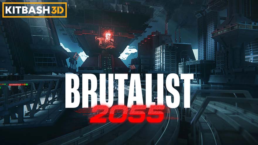 2055未来派乌托邦城市与建筑场景 Kitbash3D – Brutalist 2055